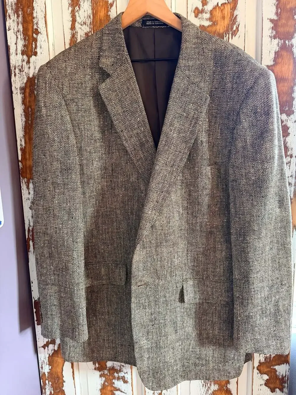 Vintage 100% Silk Herringbone Textured Men's Sport Coat Blazer Quiet Luxury